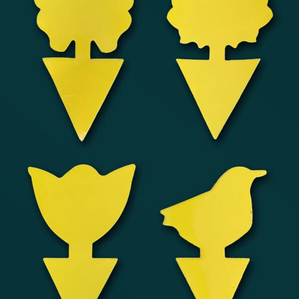 Yellow sticky traps for pest monitoring and management.